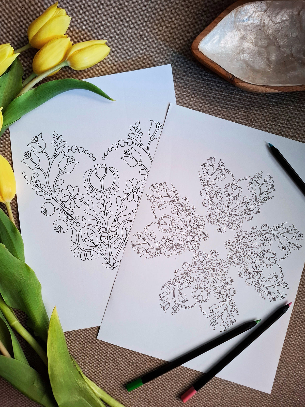 Ornament of the Heart (Set of 2) – Connection Coloring Ritual | Digital Download