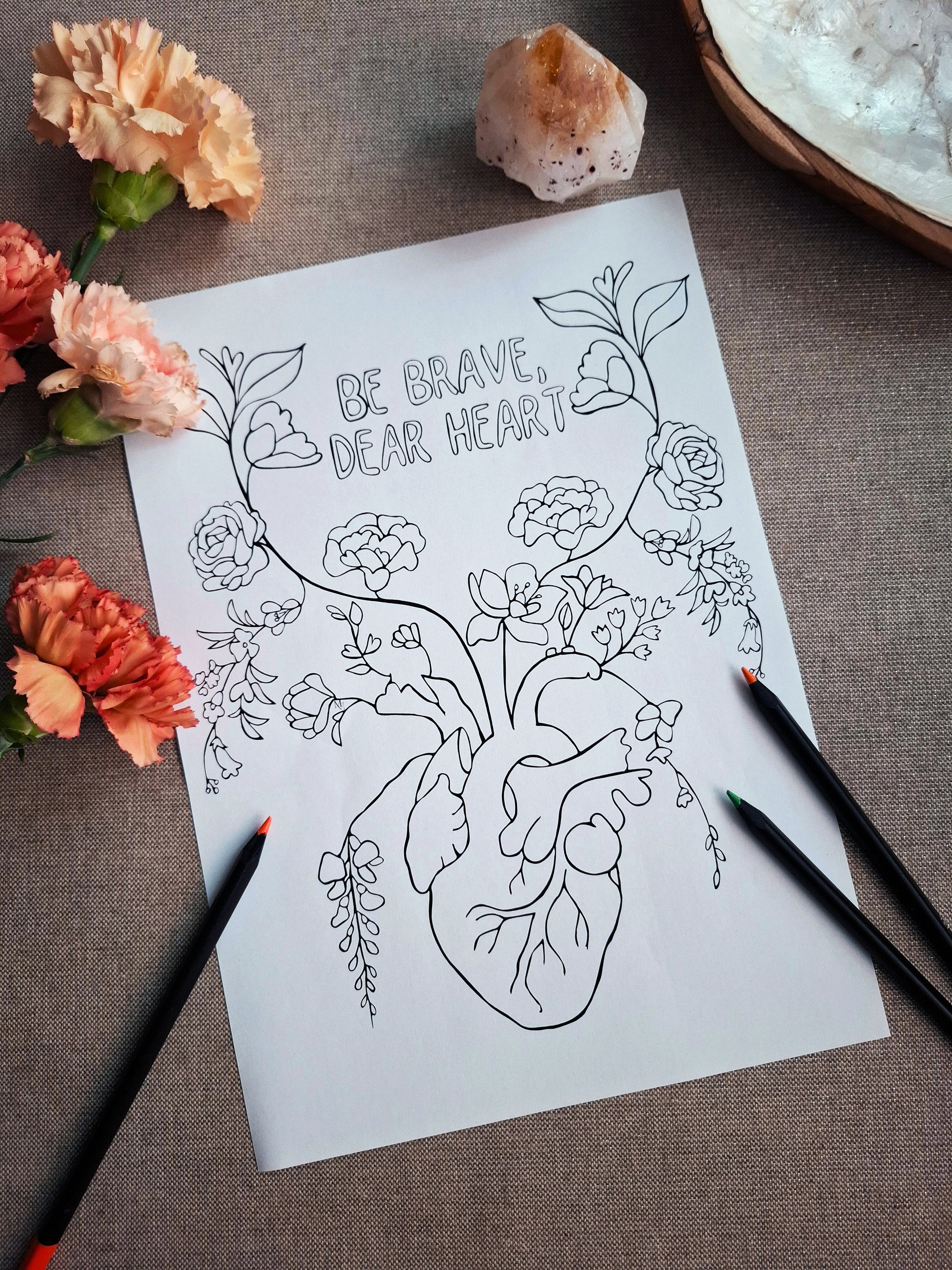 Rooted in Courage – Quiet Affirmations Coloring Ritual | Digital Download