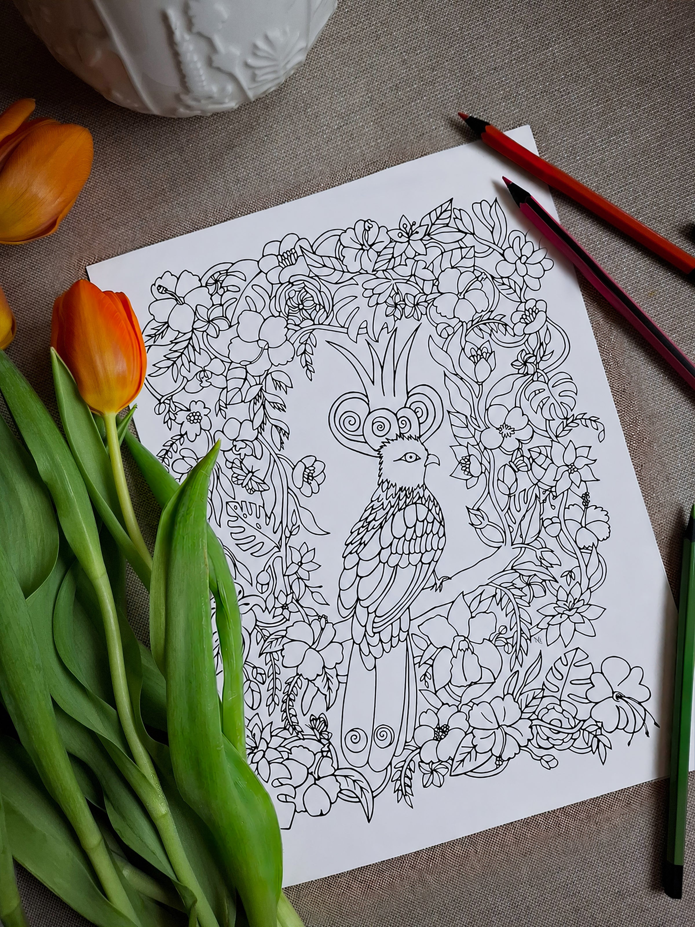 Guardian of Paradise – Sanctuary Coloring Ritual | Digital Download