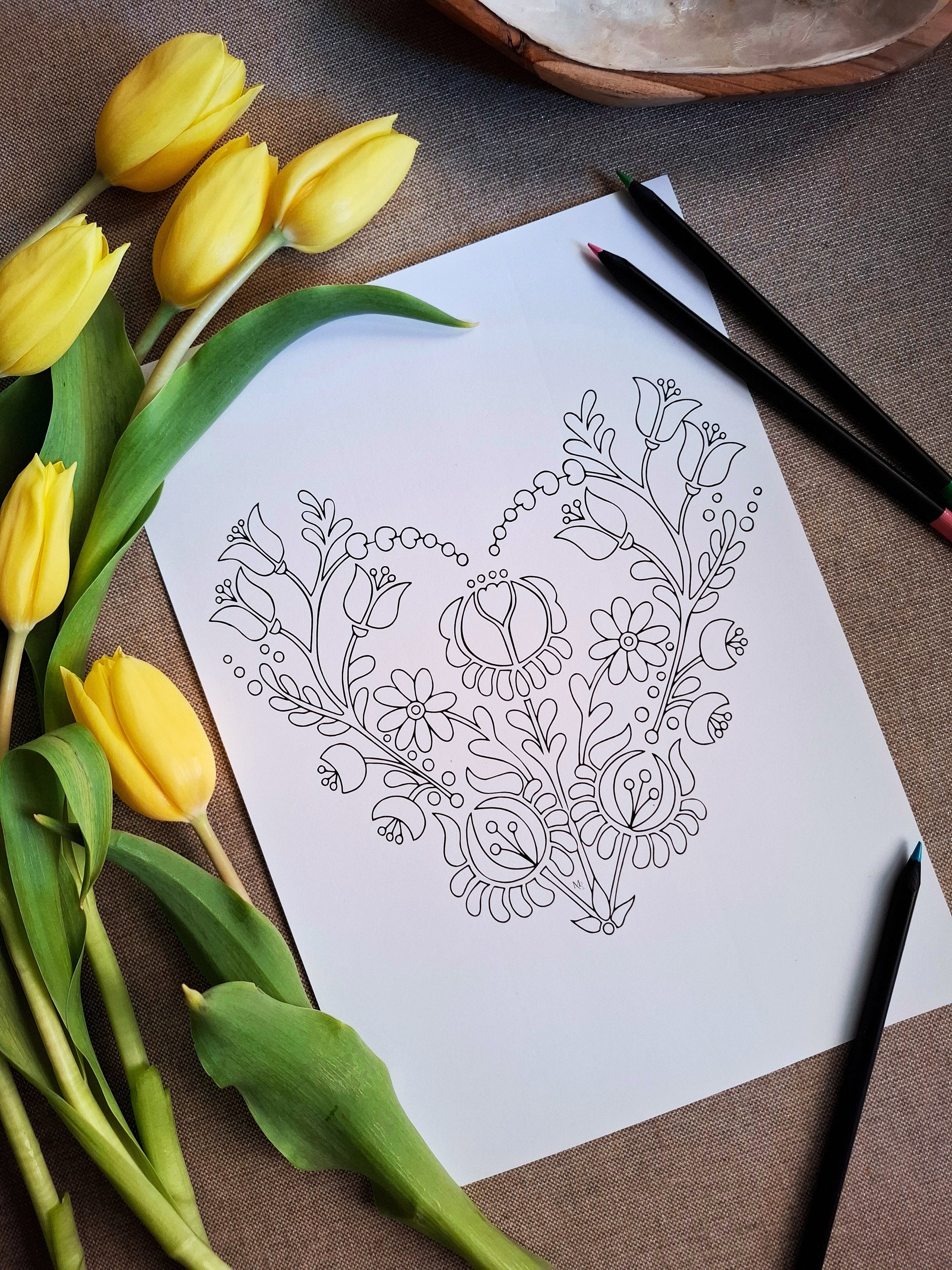 Ornament of the Heart (Set of 2) – Connection Coloring Ritual | Digital Download