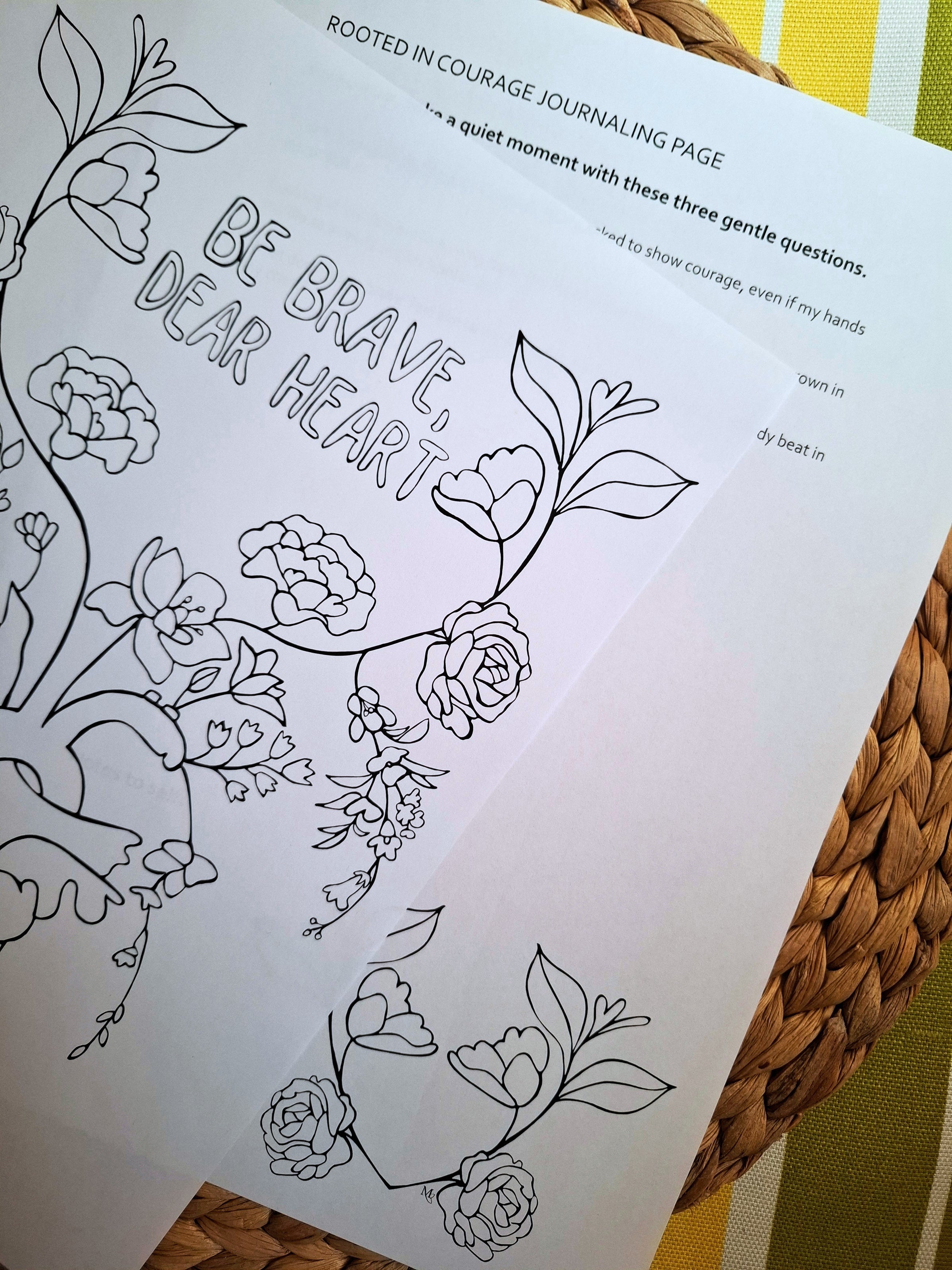 Rooted in Courage – Quiet Affirmations Coloring Ritual | Digital Download
