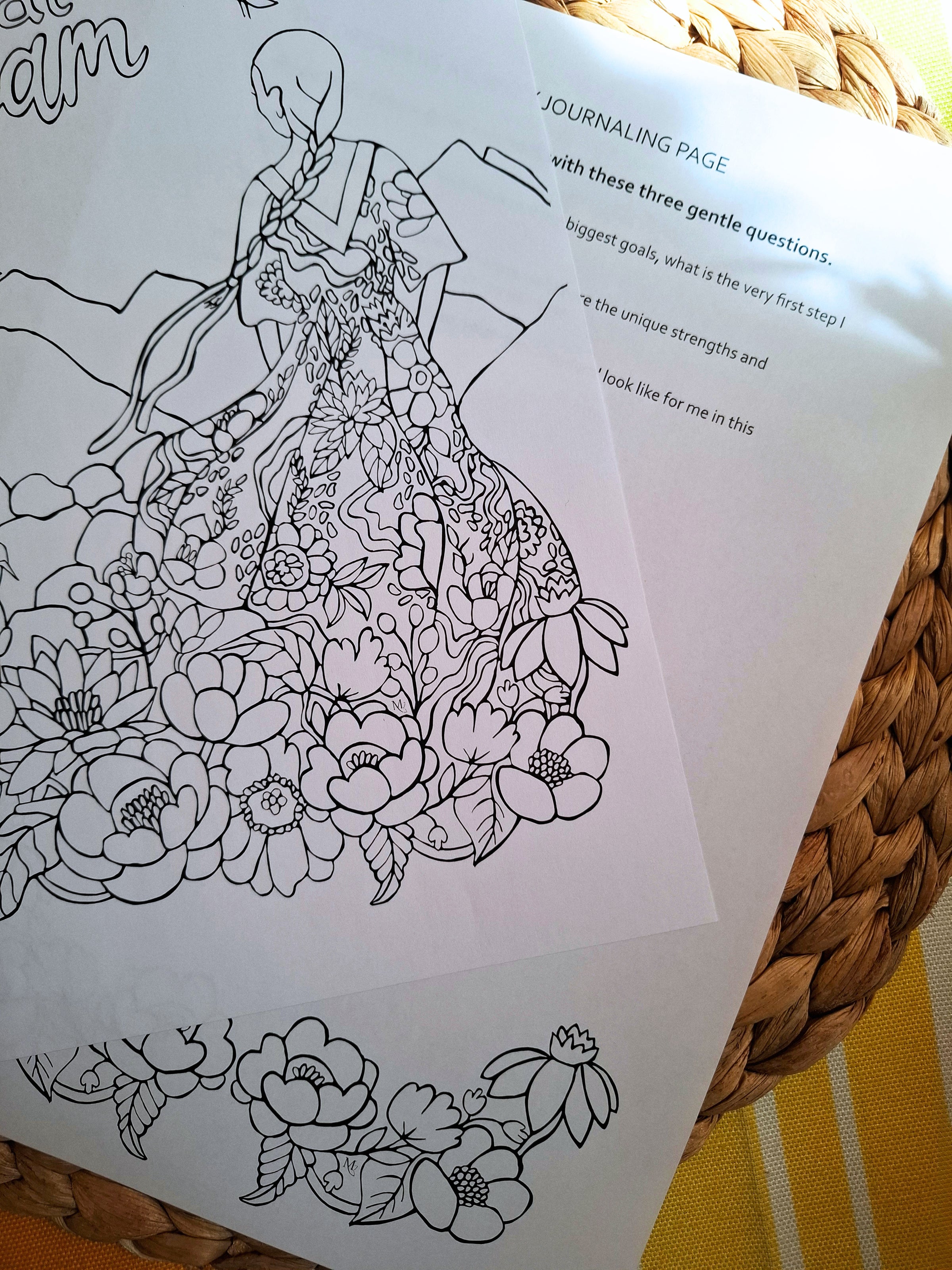 The Dreamer's Journey – Quiet Affirmations Coloring Ritual | Digital Download