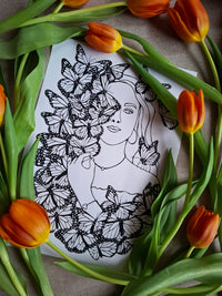 Wings of Change – Printable Line Art | Digital Download