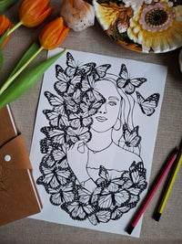 Wings of Change – Printable Line Art | Digital Download